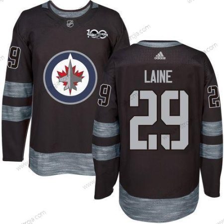 Adidas Herrar Winnipeg Jets #29 Patrik Laine Svart 100th Jubileum Stitched NHL 2017 Hockey Tröjor