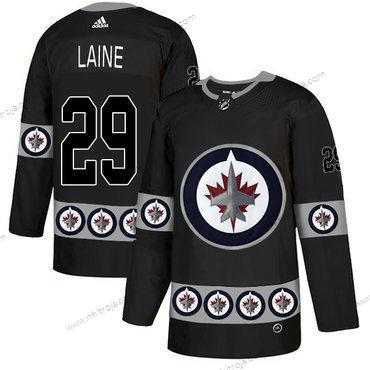 Adidas Herrar Winnipeg Jets #29 Patrik Laine Svart Team Logos Tröjor