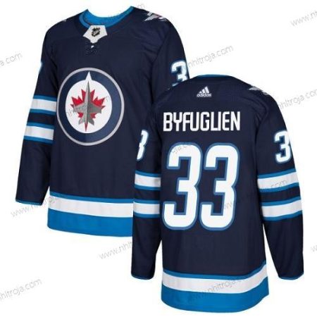 Adidas Herrar Winnipeg Jets #33 Dustin Byfuglien Marin Blå Autentisk Stitched NHL Hemma Tröjor