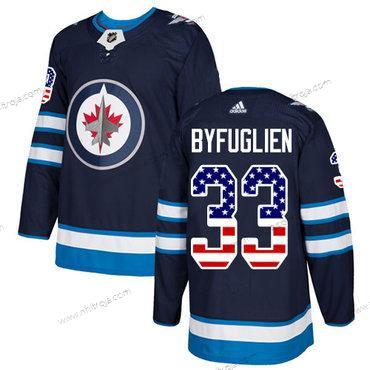 Adidas Herrar Winnipeg Jets #33 Dustin Byfuglien Marin Blå Autentisk USA Flag Stitched NHL Hemma Tröjor