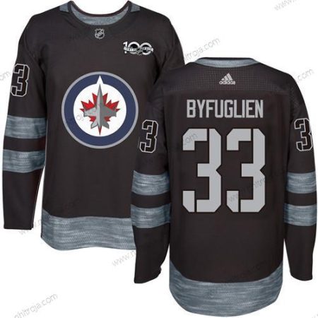 Adidas Herrar Winnipeg Jets #33 Dustin Byfuglien Svart 100th Jubileum Stitched NHL 2017 Hockey Tröjor