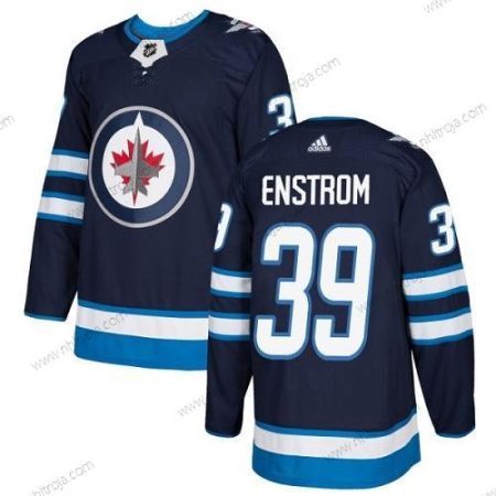 Adidas Herrar Winnipeg Jets #39 Tobias Enstrom Marin Blå Autentisk Stitched NHL Hemma Tröjor