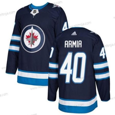 Adidas Herrar Winnipeg Jets #40 Joel Armia Marin Blå Autentisk Stitched NHL Hemma Tröjor