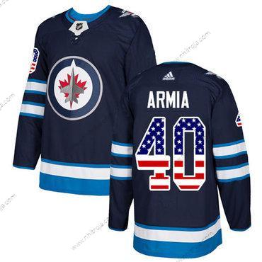 Adidas Herrar Winnipeg Jets #40 Joel Armia Marin Blå Autentisk USA Flag Stitched NHL Hemma Tröjor