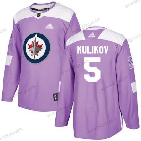 Adidas Herrar Winnipeg Jets #5 Dmitry Kulikov Lila Autentisk Bekämpar cancer Stitched NHL Tröjor