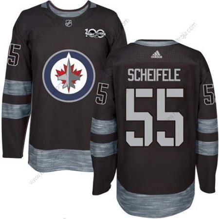 Adidas Herrar Winnipeg Jets #55 Mark Scheifele Svart 100th Jubileum Stitched NHL 2017 Hockey Tröjor