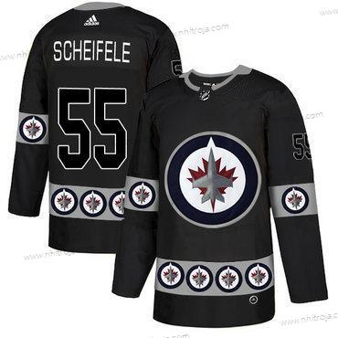 Adidas Herrar Winnipeg Jets #55 Mark Scheifele Svart Team Logos Tröjor