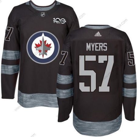 Adidas Herrar Winnipeg Jets #57 Tyler Myers Svart 100th Jubileum Stitched NHL 2017 Hockey Tröjor