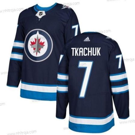 Adidas Herrar Winnipeg Jets #7 Keith Tkachuk Marin Blå Autentisk Stitched NHL Hemma Tröjor