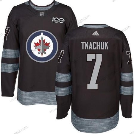 Adidas Herrar Winnipeg Jets #7 Keith Tkachuk Svart 100th Jubileum Stitched NHL 2017 Hockey Tröjor