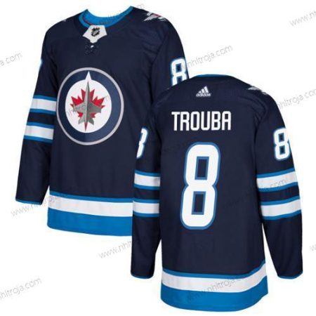 Adidas Herrar Winnipeg Jets #8 Jacob Trouba Marin Blå Autentisk Stitched NHL Hemma Tröjor