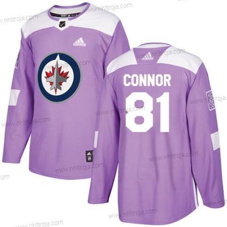 Adidas Herrar Winnipeg Jets #81 Kyle Connor Lila Autentisk Bekämpar cancer Stitched NHL Tröjor