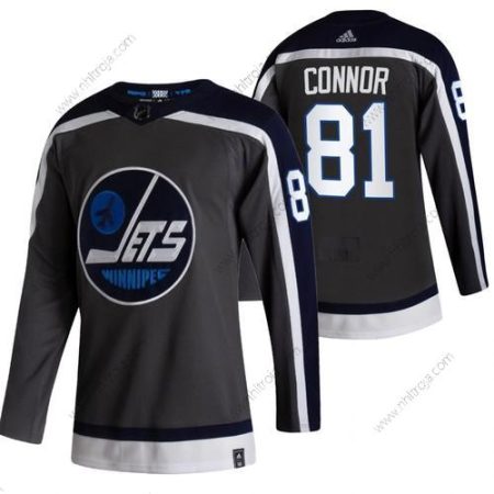 Adidas Herrar Winnipeg Jets #81 Kyle Connor Svart 2020-21 Omvänd Retro Alternativ NHL Tröjor