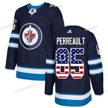 Adidas Herrar Winnipeg Jets #85 Mathieu Perreault Marin Blå Autentisk USA Flag Stitched NHL Hemma Tröjor