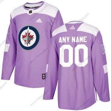 Adidas Herrar Winnipeg Jets Skräddarsydda Lila Rosa Hockey Bekämpar cancer Träning Tröjor