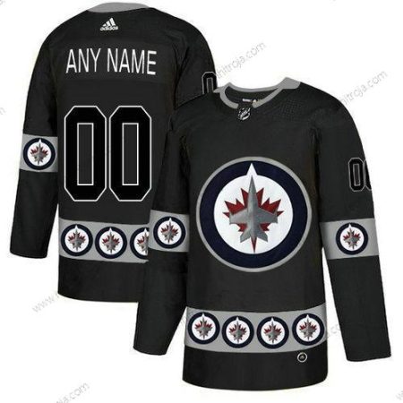 Adidas Herrar Winnipeg Jets Skräddarsydda Svart Team Logos Tröjor