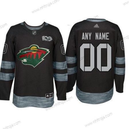 Adidas Minnesota Wild Skräddarsydda Svart 1917-2017 100th Jubileum Stitched NHL Tröjor