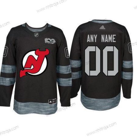 Adidas New Jersey Devils Skräddarsydda Svart 1917-2017 100th Jubileum Stitched NHL Tröjor