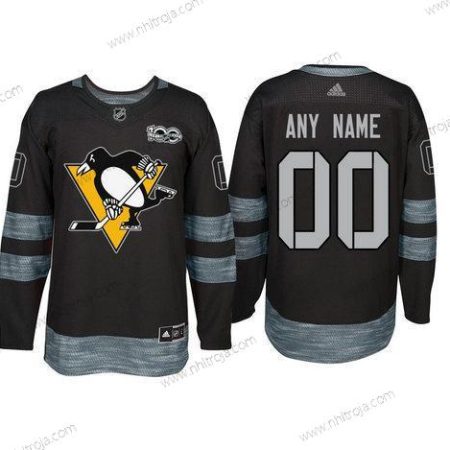 Adidas Pittsburgh Penguins Skräddarsydda Svart 1917-2017 100th Jubileum Stitched NHL Tröjor