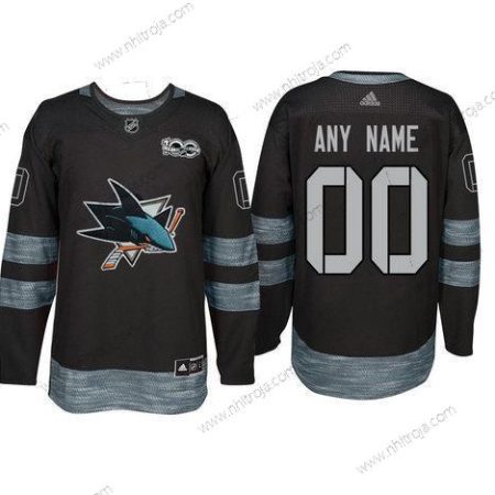 Adidas San Jose Sharks Skräddarsydda Svart 1917-2017 100th Jubileum Stitched NHL Tröjor