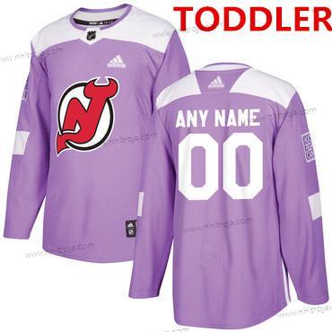 Adidas Småbarn New Jersey Devils Skräddarsydda Lila Rosa Hockey Bekämpar cancer Träning Tröjor