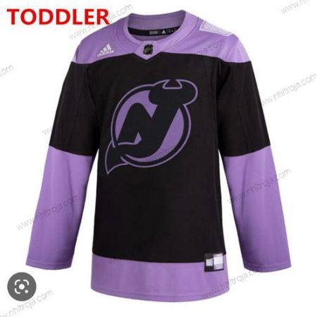 Adidas Småbarn New Jersey Devils Skräddarsydda Svart Hockey Bekämpar cancer Träning Tröjor