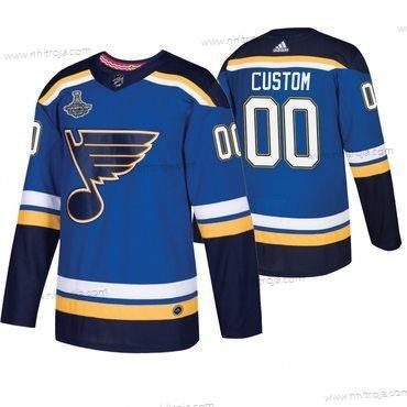 Adidas St. Louis Blues Skräddarsydda Blå 2019 Stanley Cup Champions Tröjor