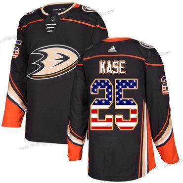 Adidas Ungdomen Anaheim Ducks #25 Ondrej Kase Svart Autentisk USA Flag Stitched NHL Hemma Tröjor