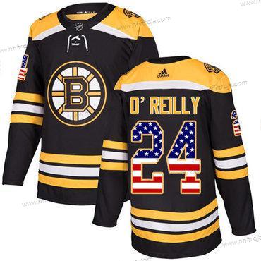 Adidas Ungdomen Boston Bruins #24 Terry O’Reilly Svart Autentisk USA Flag Stitched NHL Hemma Tröjor