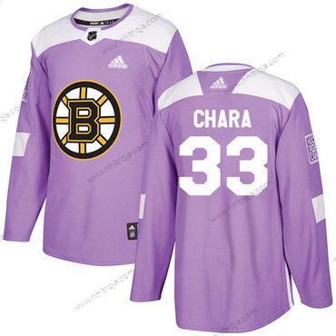 Adidas Ungdomen Boston Bruins #33 Zdeno Chara Lila Autentisk Bekämpar cancer Stitched NHL Tröjor