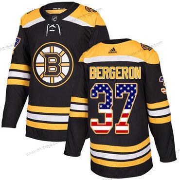 Adidas Ungdomen Boston Bruins #37 Patrice Bergeron Svart Autentisk USA Flag Stitched NHL Hemma Tröjor