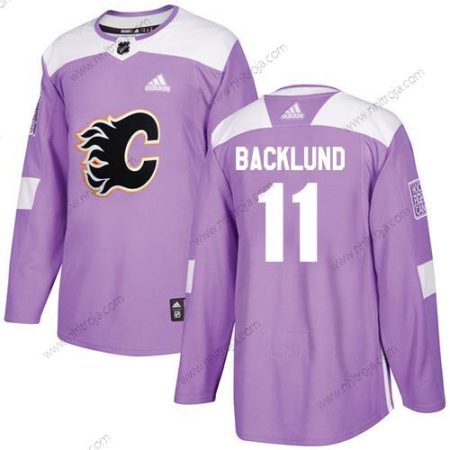 Adidas Ungdomen Calgary Flames #11 Mikael Backlund Lila Autentisk Bekämpar cancer Stitched NHL Tröjor