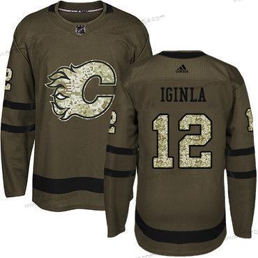 Adidas Ungdomen Calgary Flames #12 Jarome Iginla Grön Salute to Service Stitched NHL Tröjor