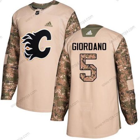 Adidas Ungdomen Calgary Flames #5 Mark Giordano Camo Autentisk 2017 Veterans Day Stitched NHL Tröjor