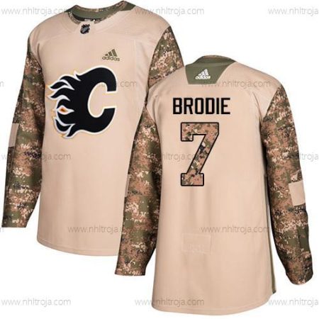 Adidas Ungdomen Calgary Flames #7 Tj Brodie Camo Autentisk 2017 Veterans Day Stitched NHL Tröjor