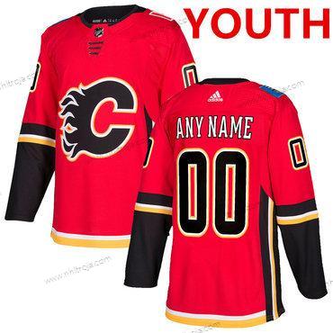 Adidas Ungdomen Calgary Flames Skräddarsydda Röd 2017-2018 Hockey Stitched NHL Hemma Tröjor