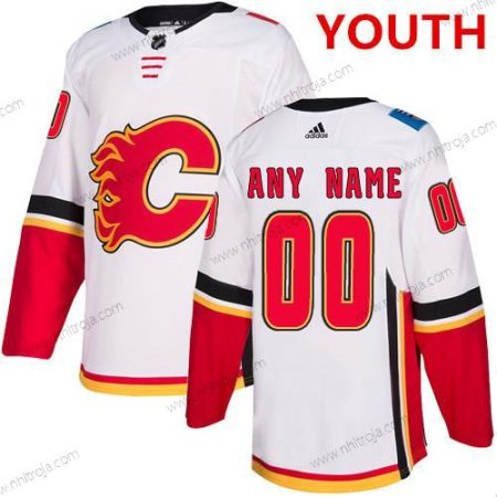 Adidas Ungdomen Calgary Flames Skräddarsydda Vit Autentisk NHL Borta Tröjor