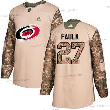 Adidas Ungdomen Carolina Hurricanes #27 Justin Faulk Camo Autentisk 2017 Veterans Day Stitched NHL Tröjor