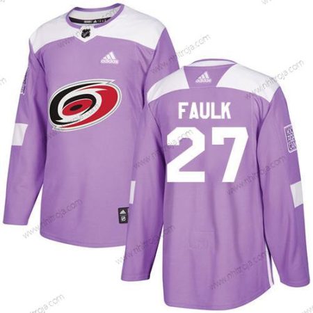 Adidas Ungdomen Carolina Hurricanes #27 Justin Faulk Lila Autentisk Bekämpar cancer Stitched NHL Tröjor