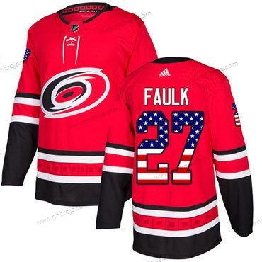 Adidas Ungdomen Carolina Hurricanes #27 Justin Faulk Röd Autentisk USA Flag Stitched NHL Hemma Tröjor