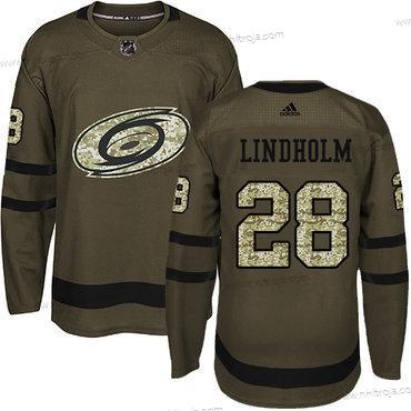 Adidas Ungdomen Carolina Hurricanes #28 Elias Lindholm Grön Salute to Service Stitched NHL Tröjor