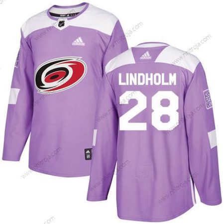 Adidas Ungdomen Carolina Hurricanes #28 Elias Lindholm Lila Autentisk Bekämpar cancer Stitched NHL Tröjor