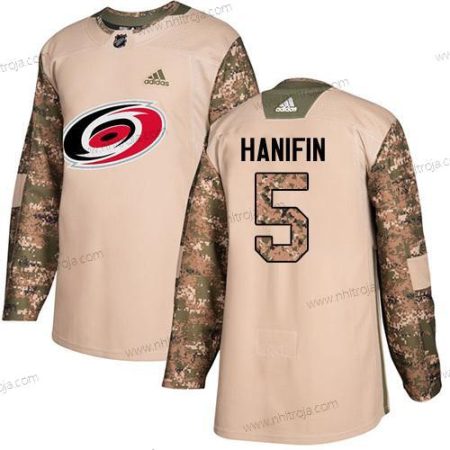 Adidas Ungdomen Carolina Hurricanes #5 Noah Hanifin Camo Autentisk 2017 Veterans Day Stitched NHL Tröjor