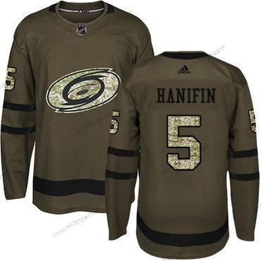 Adidas Ungdomen Carolina Hurricanes #5 Noah Hanifin Grön Salute to Service Stitched NHL Tröjor