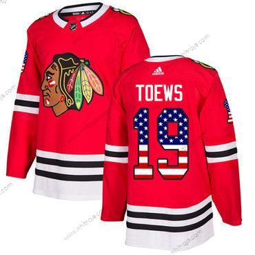 Adidas Ungdomen Chicago Blackhawks #19 Jonathan Toews Röd Autentisk USA Flag Stitched NHL Hemma Tröjor