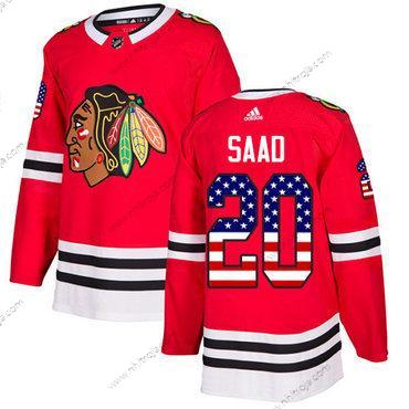 Adidas Ungdomen Chicago Blackhawks #20 Brandon Saad Röd Autentisk USA Flag Stitched NHL Hemma Tröjor