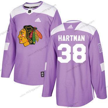 Adidas Ungdomen Chicago Blackhawks #38 Ryan Hartman Lila Autentisk Bekämpar cancer Stitched NHL Tröjor