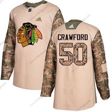 Adidas Ungdomen Chicago Blackhawks #50 Corey Crawford Camo Autentisk 2017 Veterans Day Stitched NHL Tröjor