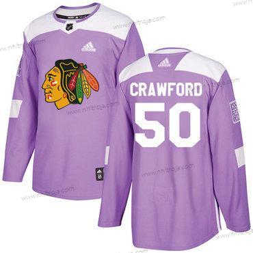 Adidas Ungdomen Chicago Blackhawks #50 Corey Crawford Lila Autentisk Bekämpar cancer Stitched NHL Tröjor