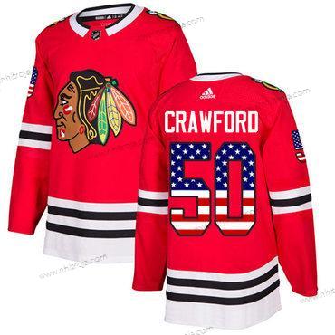 Adidas Ungdomen Chicago Blackhawks #50 Corey Crawford Röd Autentisk USA Flag Stitched NHL Hemma Tröjor